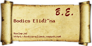 Bodics Eliána névjegykártya
